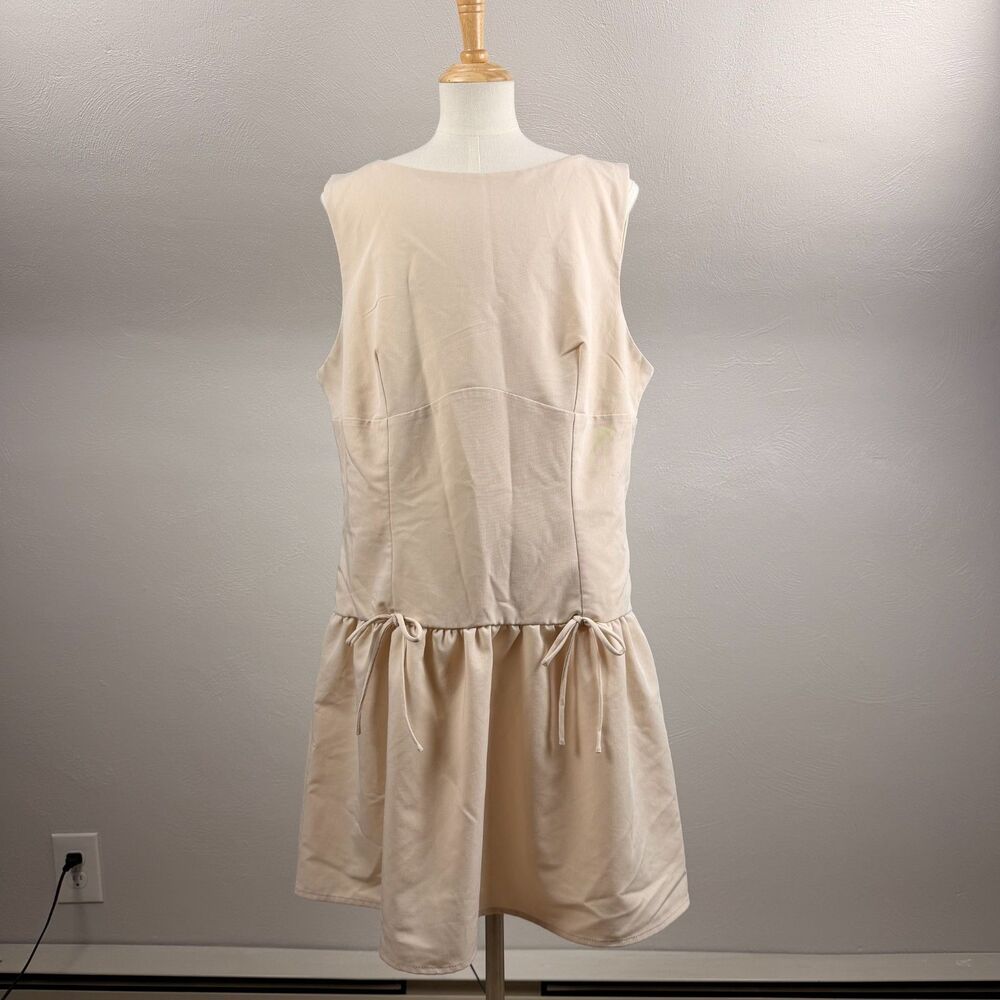 Love Fire Cream Sleeveless Fit Flare Dress Bow Accent Size XL